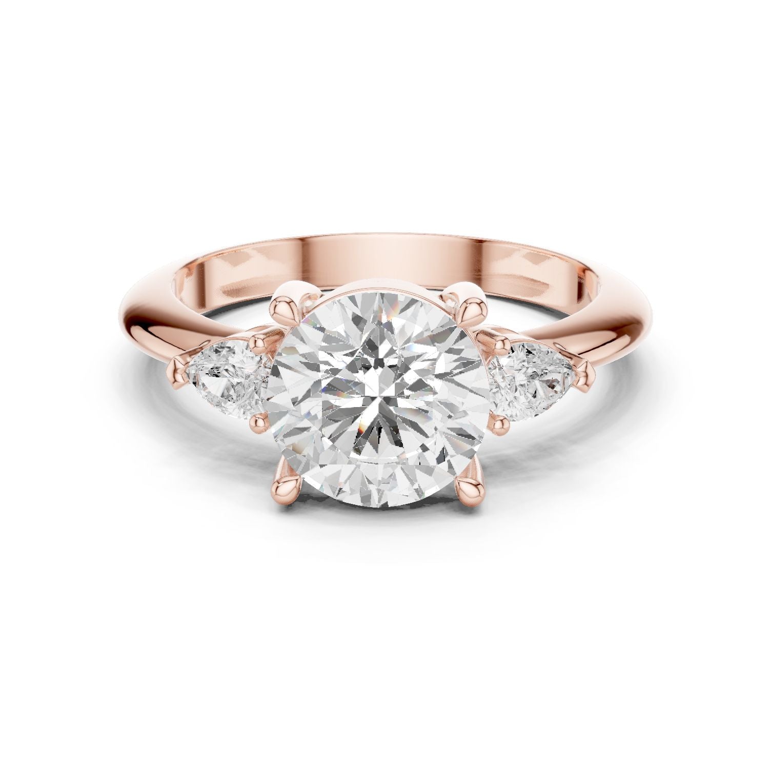 Round Lab Grown Diamond Three-Stone Engagement Ring