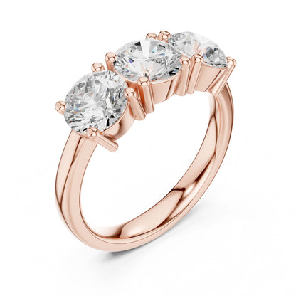 Round Lab Grown Diamond Three-Stone Engagement Ring