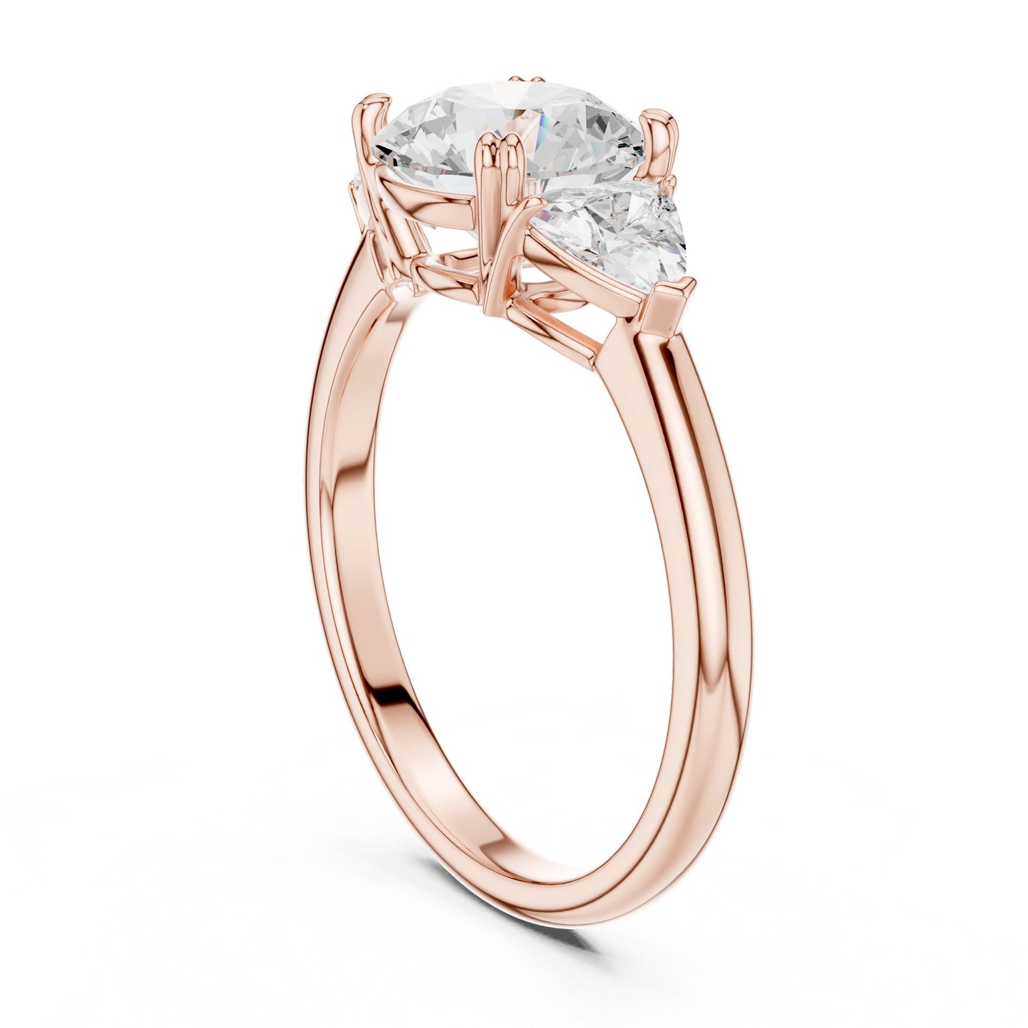 Round Lab Grown Diamond Three-Stone Engagement Ring