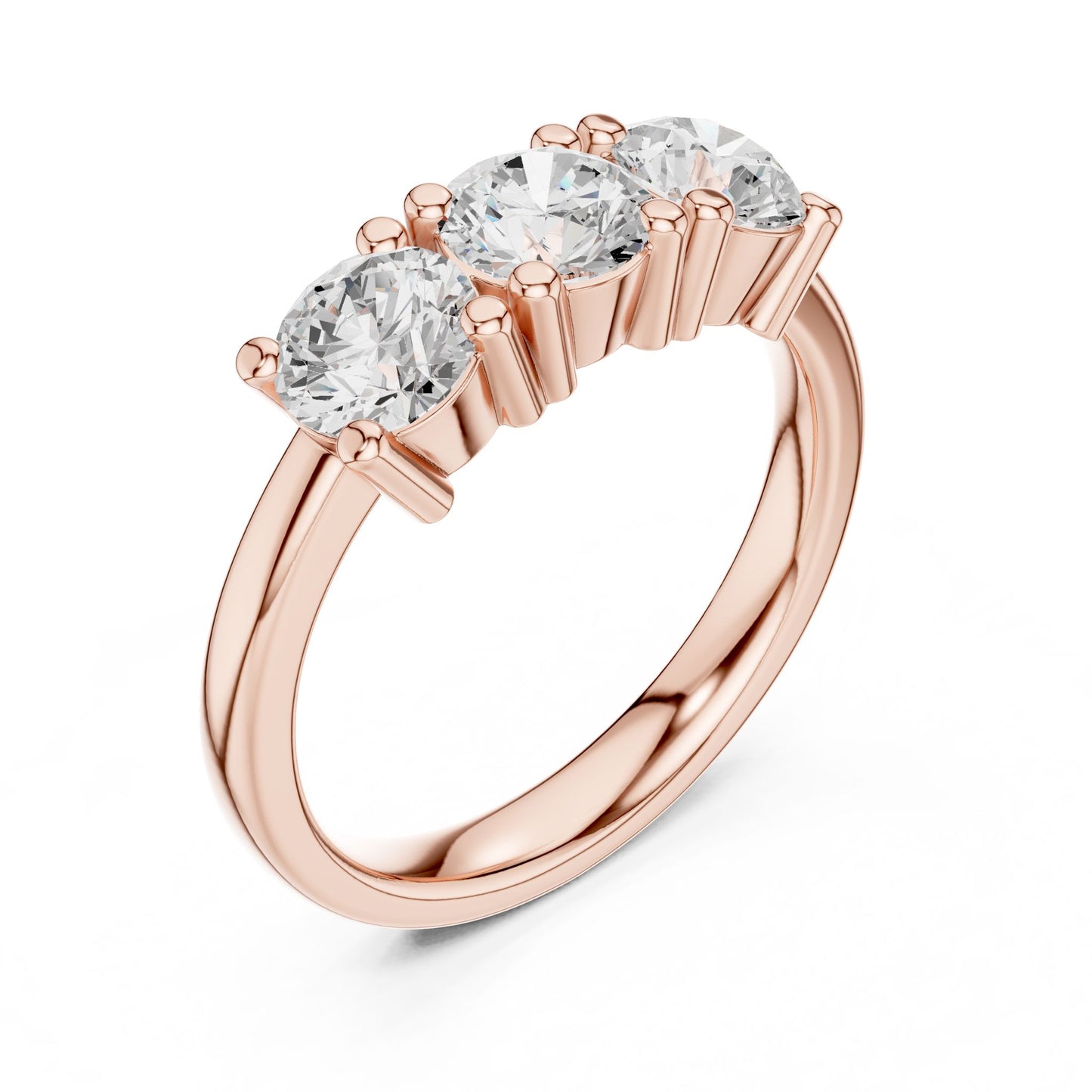 Round Lab Grown Diamond Three-Stone Engagement Ring