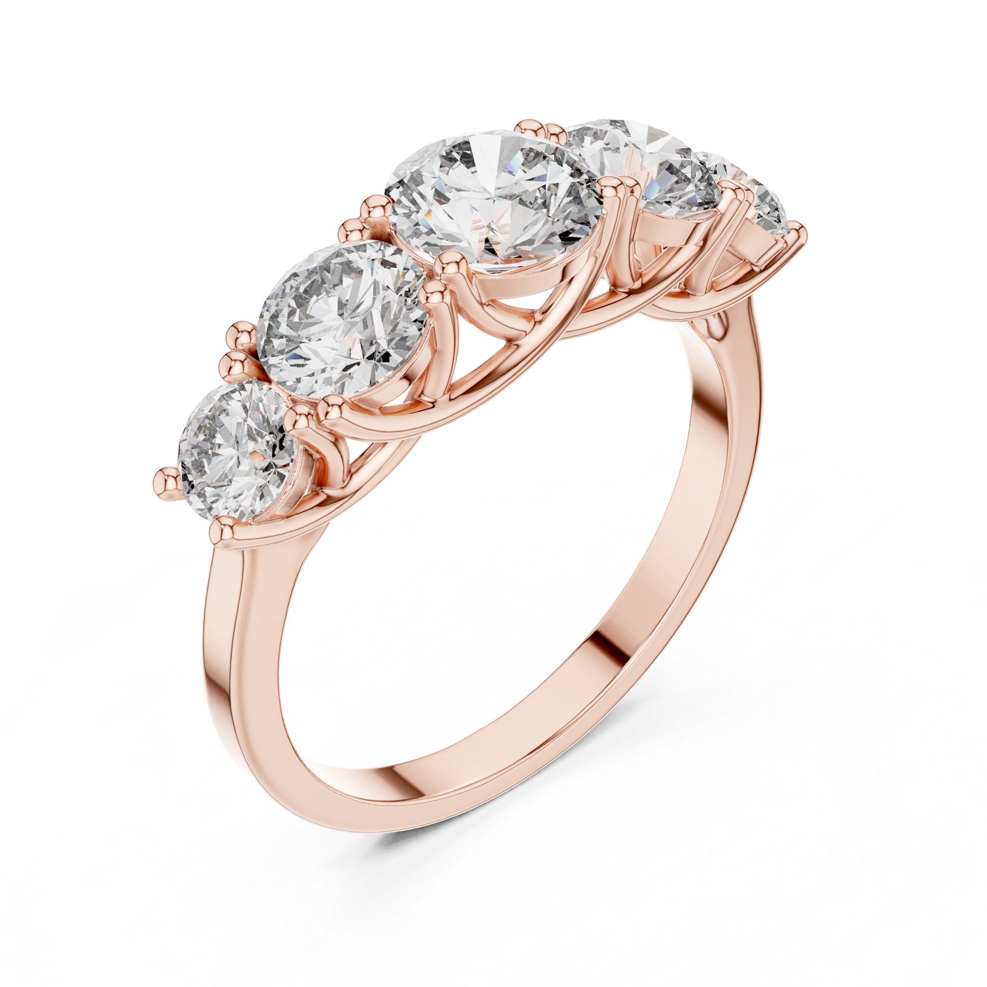 Round Lab Grown Diamond Three-Stone Engagement Ring