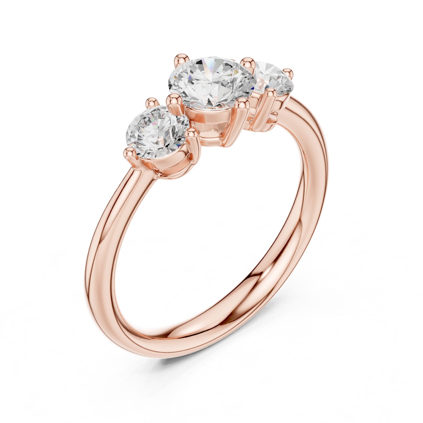 Round Lab Grown Diamond Three-Stone Engagement Ring