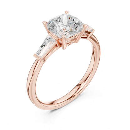 Round Lab Grown Diamond Three-Stone Engagement Ring