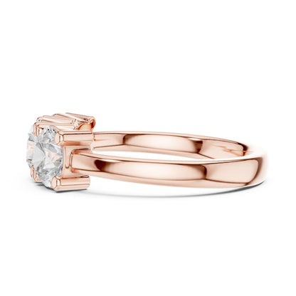 Round Lab Grown Diamond Three-Stone Engagement Ring
