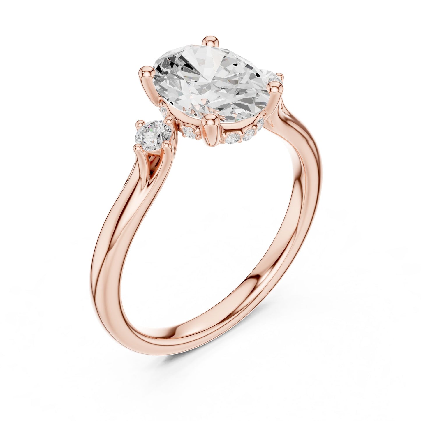 Round Lab Grown Diamond Three-Stone Engagement Ring