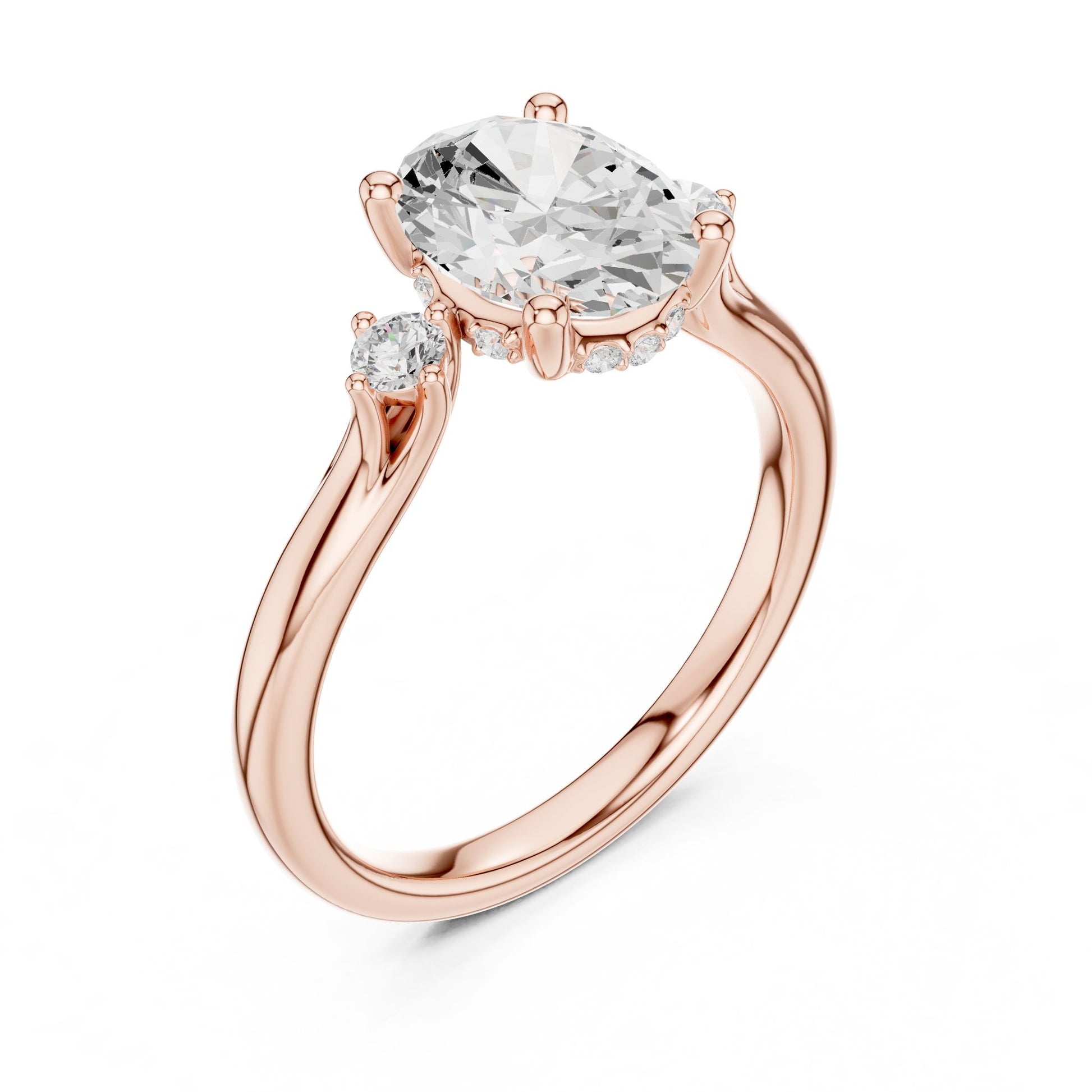 Round Lab Grown Diamond Three-Stone Engagement Ring