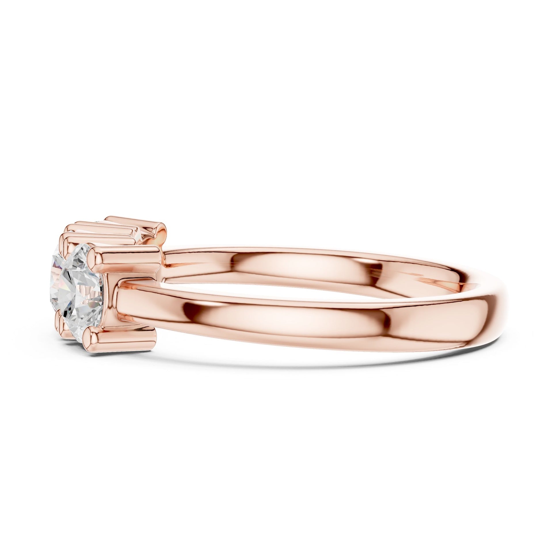 Round Lab Grown Diamond Three-Stone Engagement Ring
