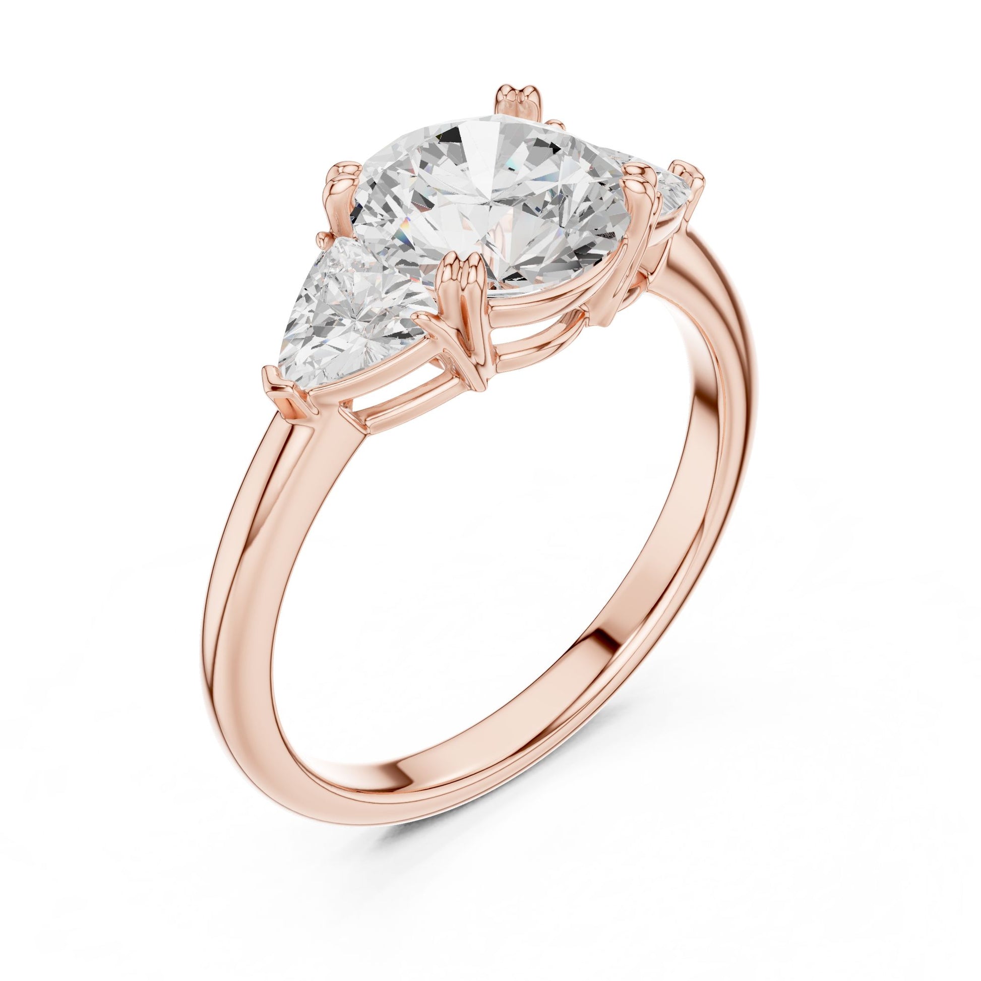 Round Lab Grown Diamond Three-Stone Engagement Ring