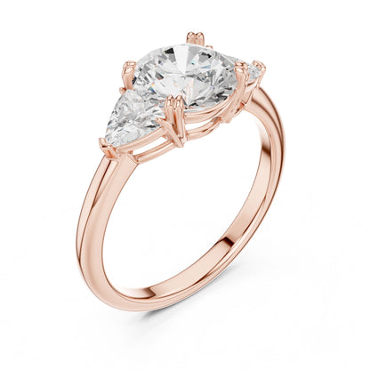 Round Lab Grown Diamond Three-Stone Engagement Ring