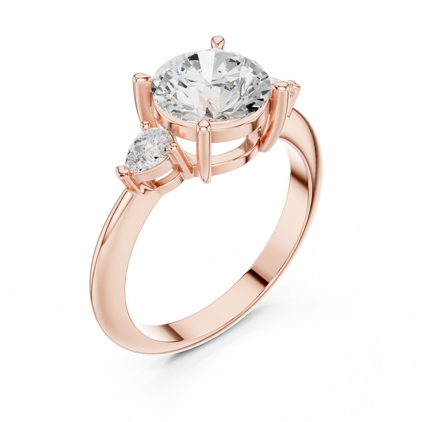 Round Lab Grown Diamond Three-Stone Engagement Ring