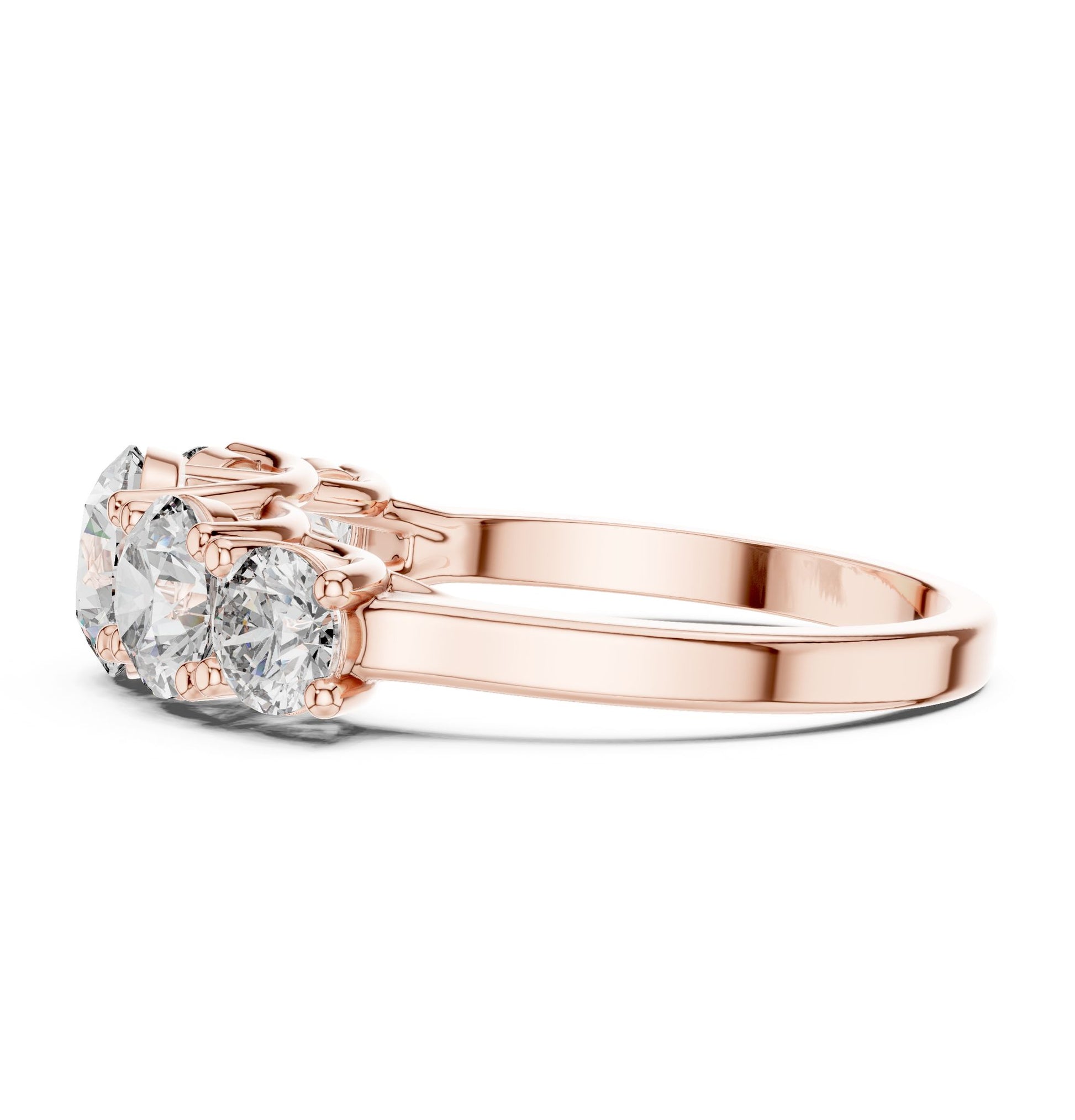 Round Lab Grown Diamond Three-Stone Engagement Ring