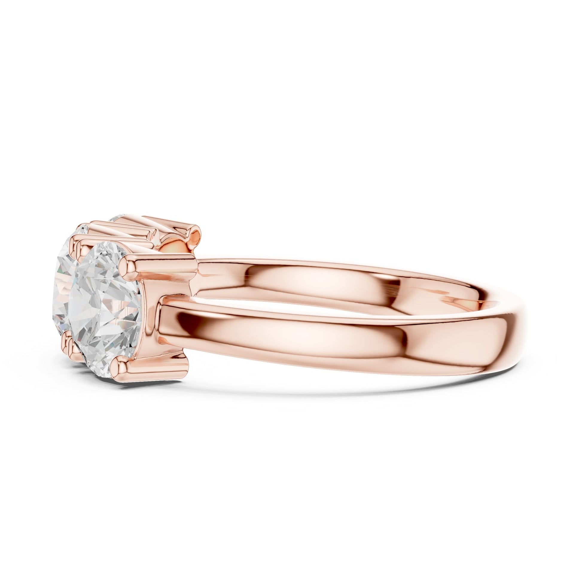 Round Lab Grown Diamond Three-Stone Engagement Ring