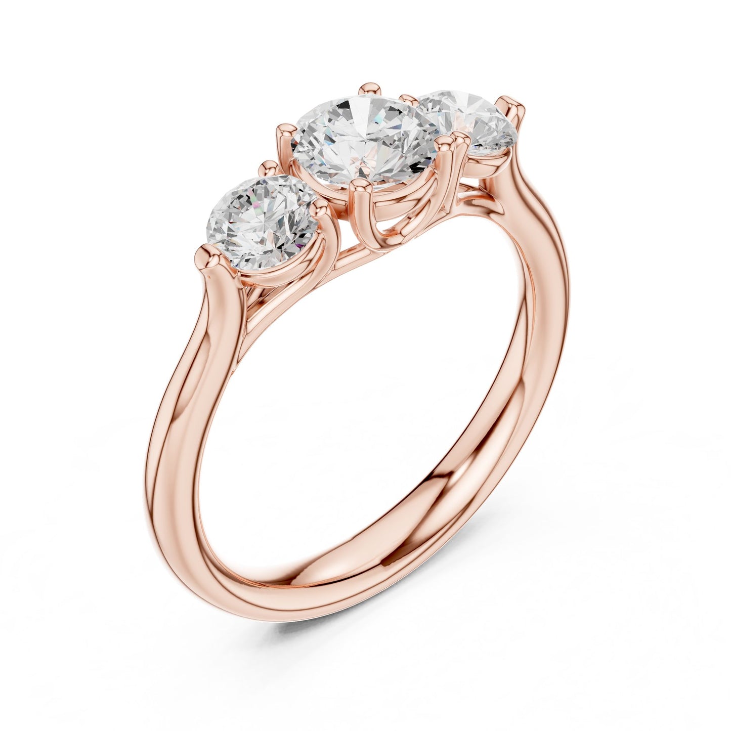 Round Lab Grown Diamond Three-Stone Engagement Ring