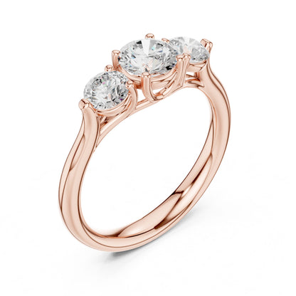 Round Lab Grown Diamond Three-Stone Engagement Ring