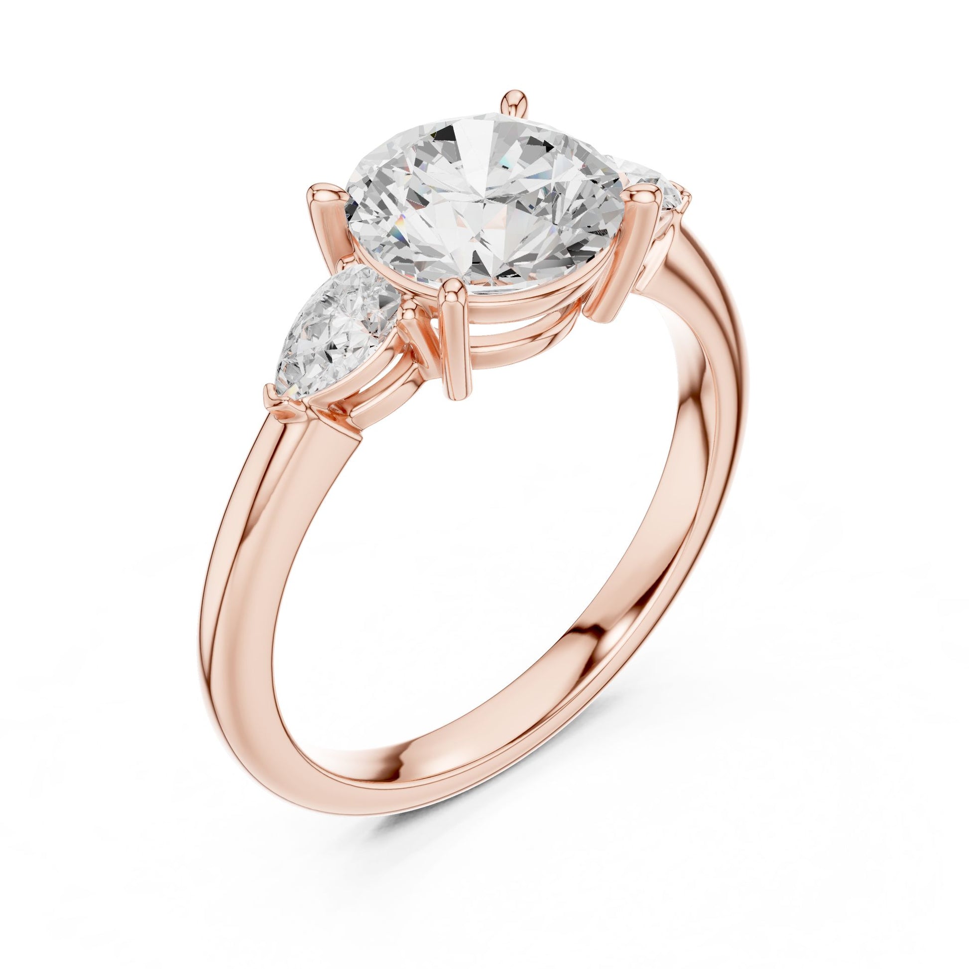 Round Lab Grown Diamond Three-Stone Engagement Ring