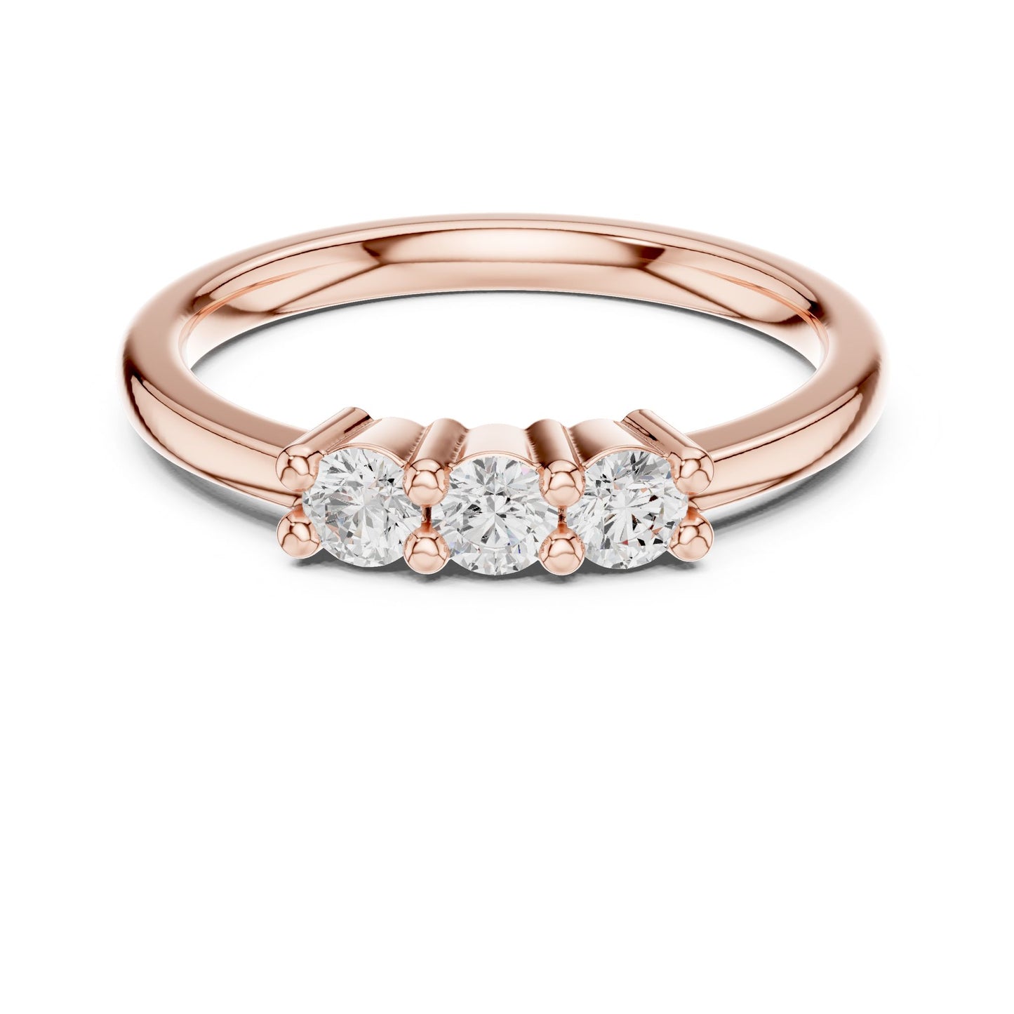 Round Lab Grown Diamond Three-Stone Engagement Ring