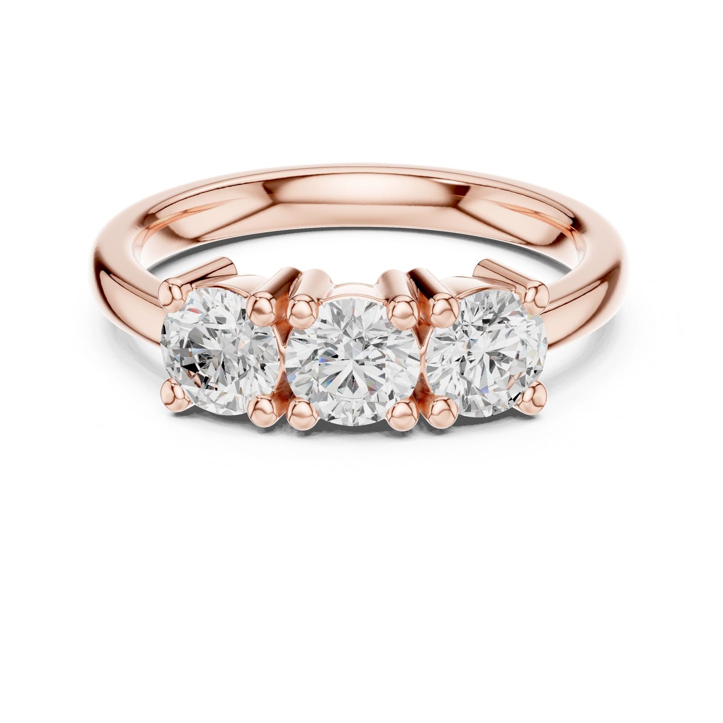 Round Lab Grown Diamond Three-Stone Engagement Ring