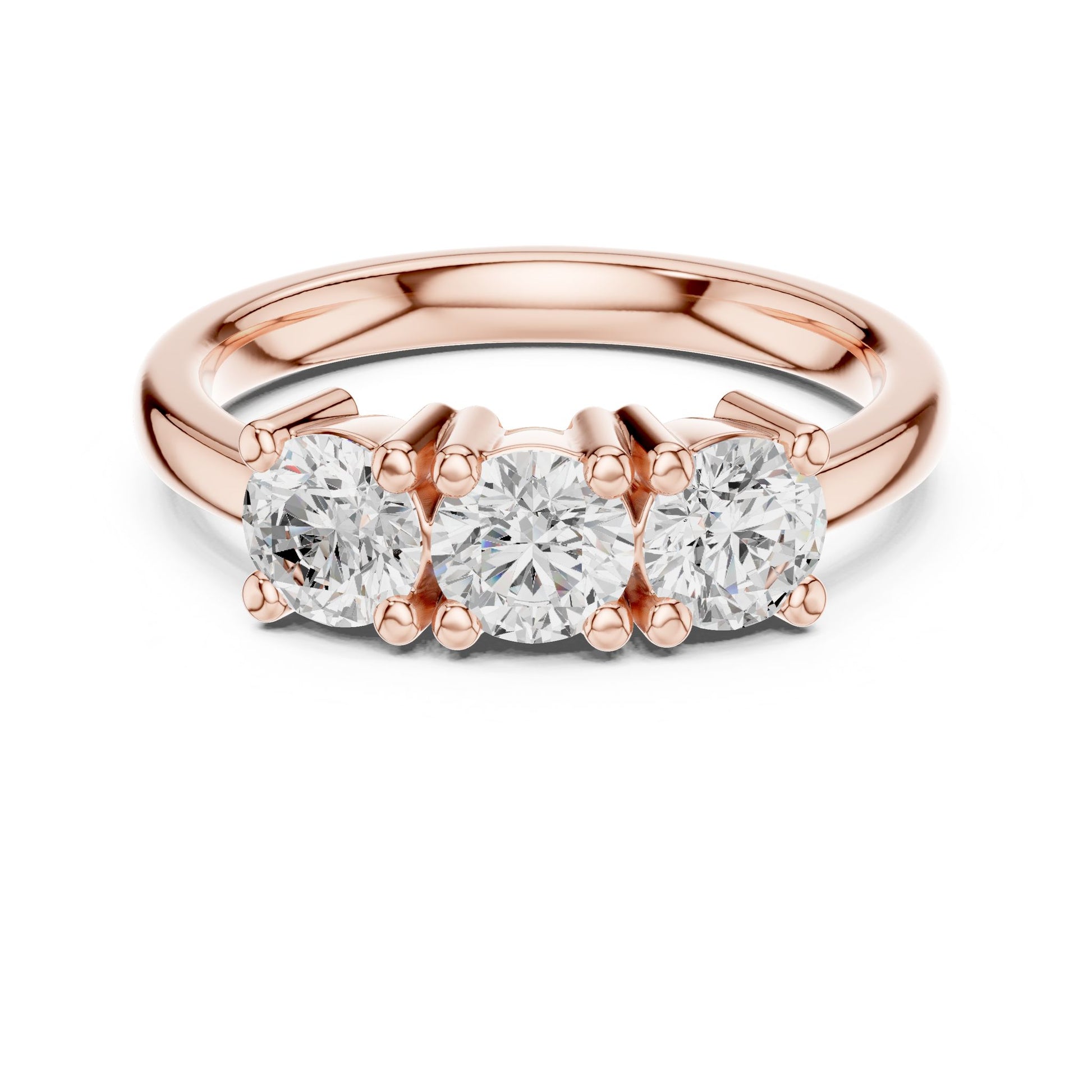 Round Lab Grown Diamond Three-Stone Engagement Ring