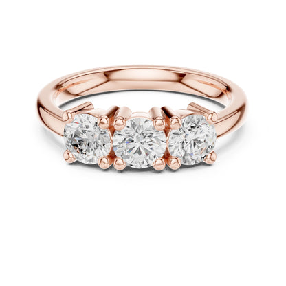Round Lab Grown Diamond Three-Stone Engagement Ring