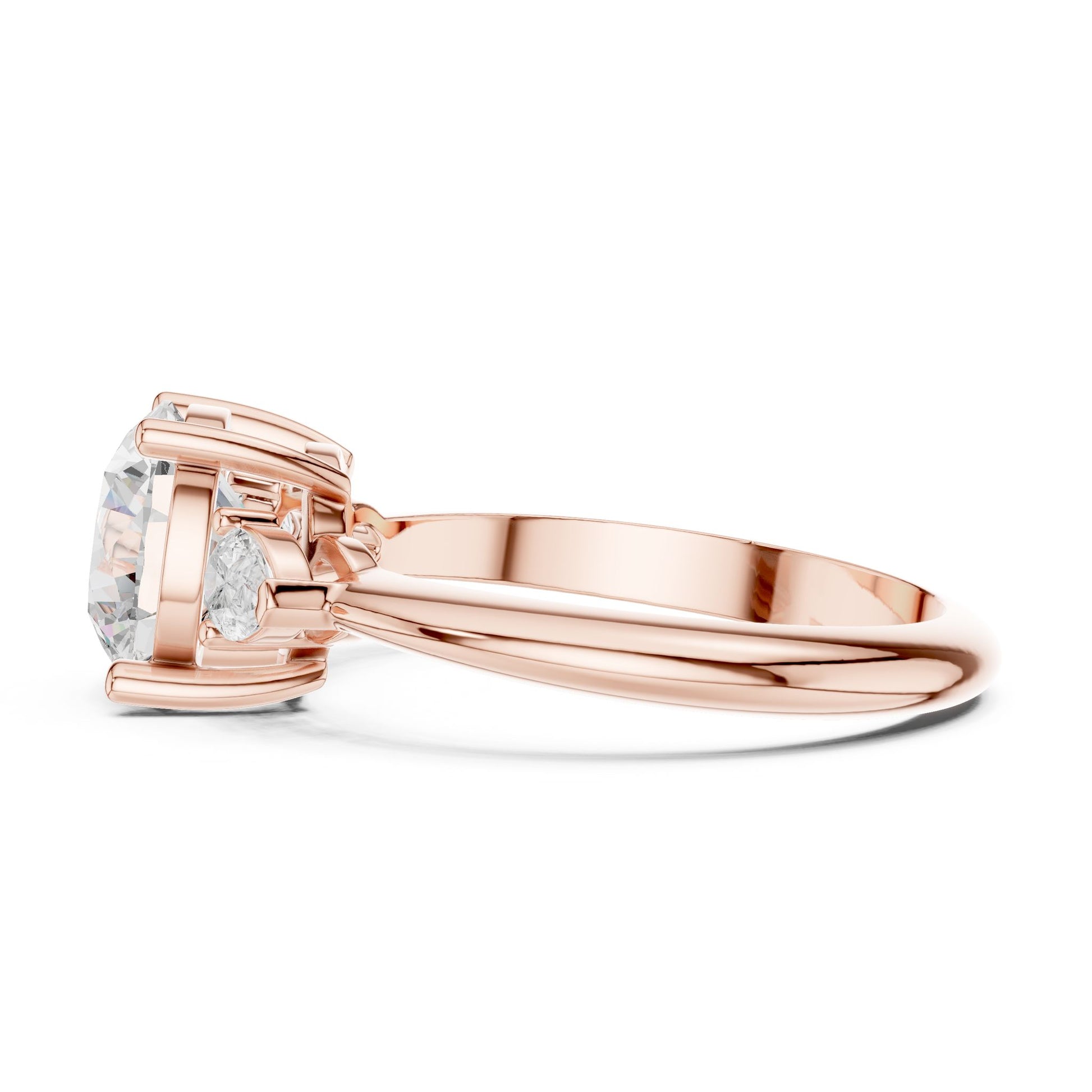Round Lab Grown Diamond Three-Stone Engagement Ring