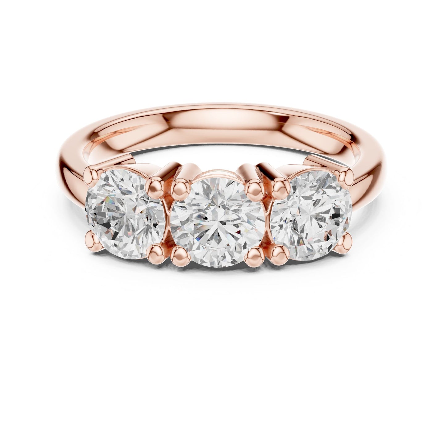 Round Lab Grown Diamond Three-Stone Engagement Ring