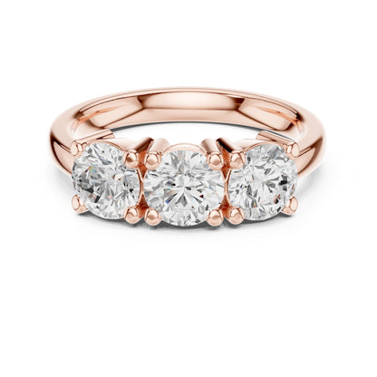 Round Lab Grown Diamond Three-Stone Engagement Ring