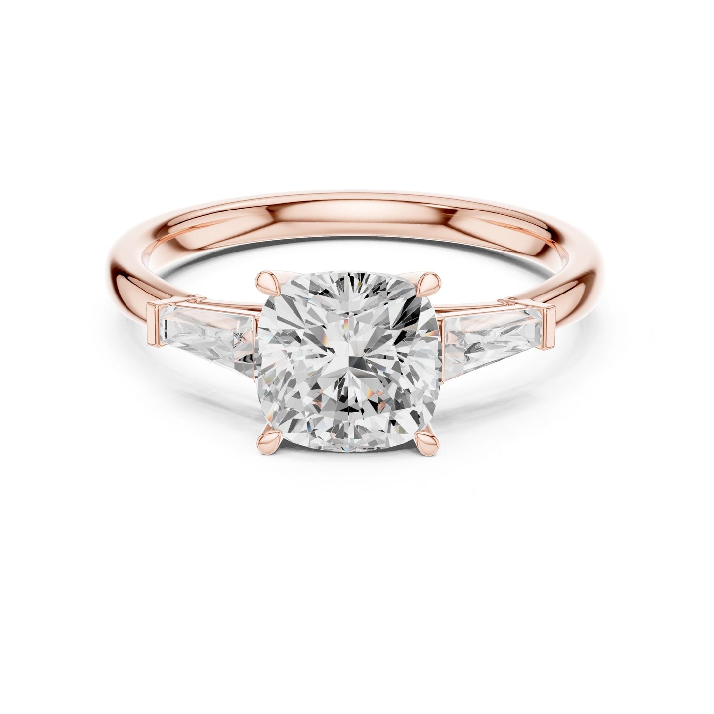 Round Lab Grown Diamond Three-Stone Engagement Ring