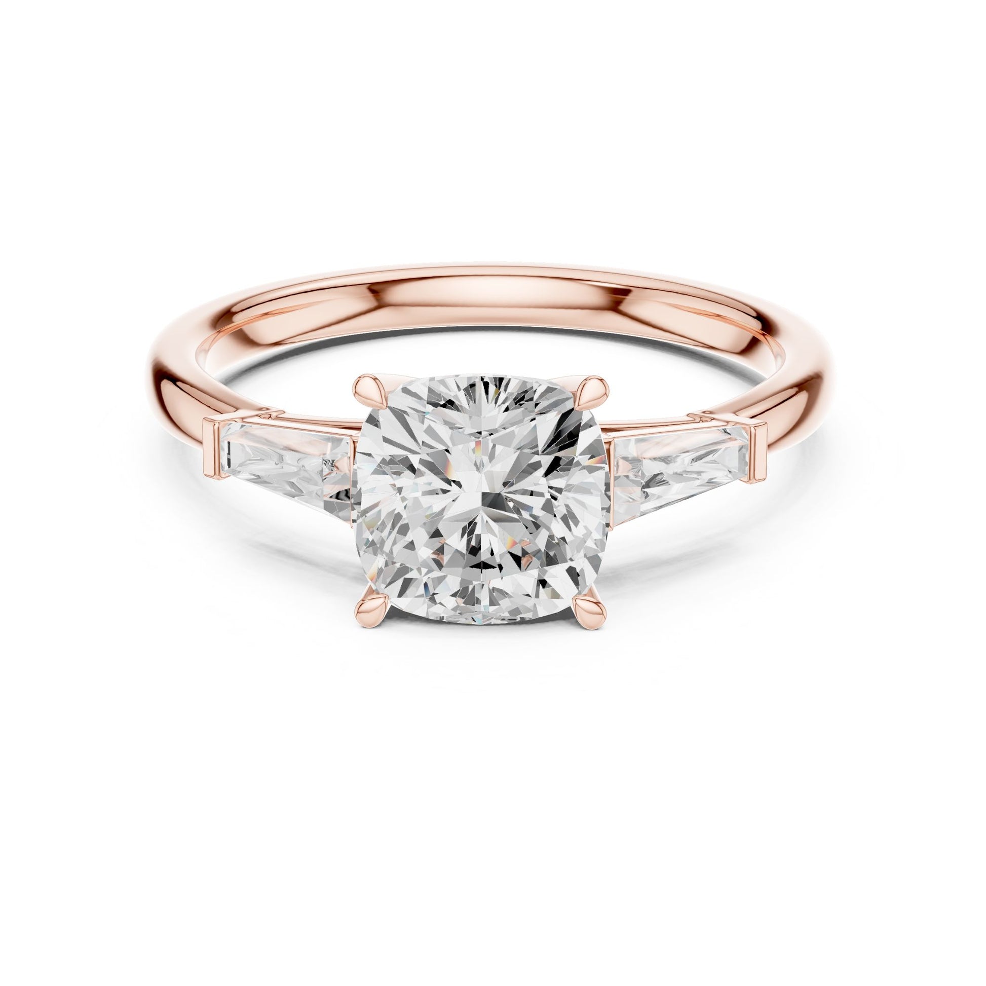 Round Lab Grown Diamond Three-Stone Engagement Ring