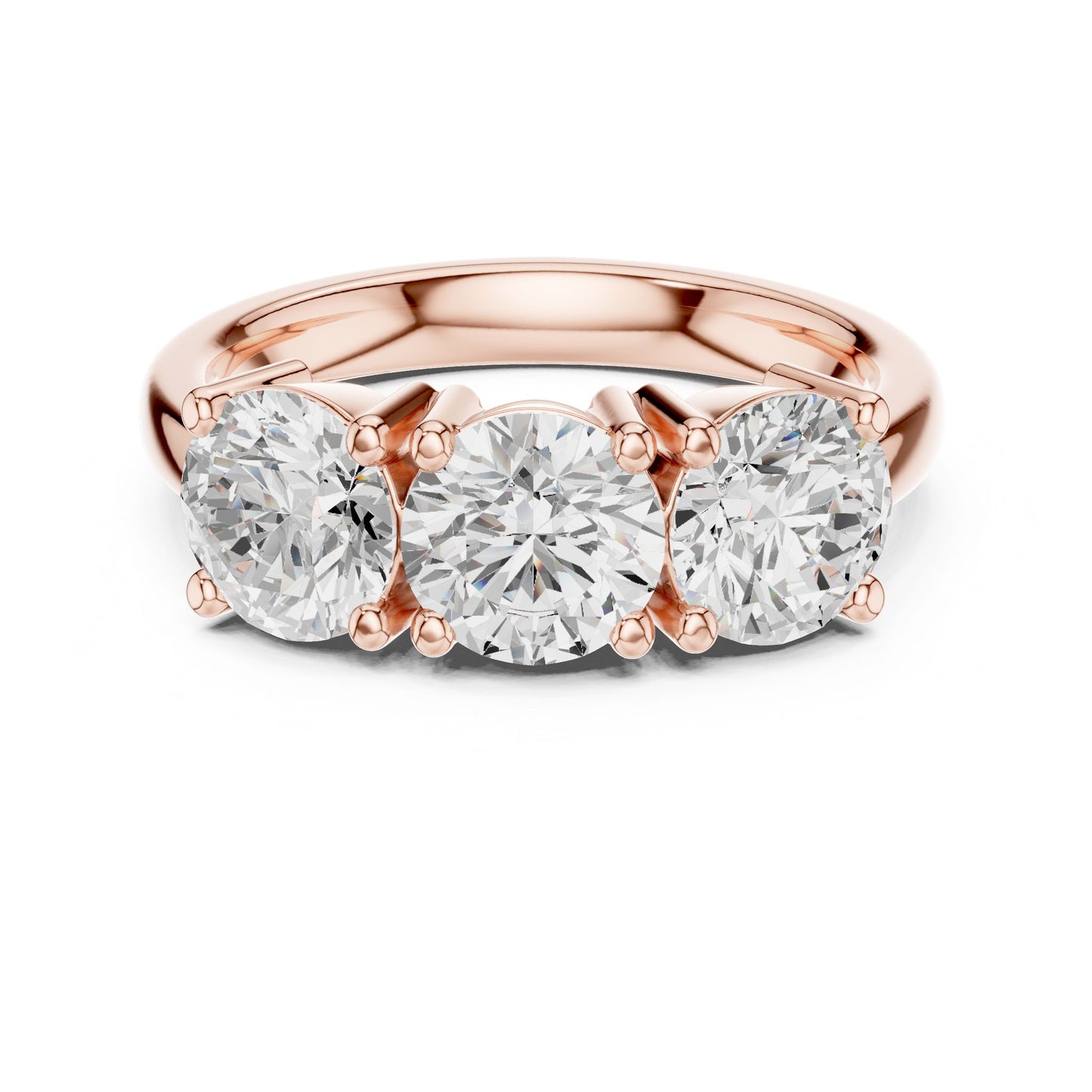 Round Lab Grown Diamond Three-Stone Engagement Ring