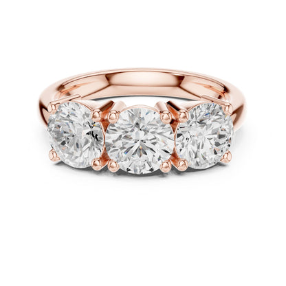 Round Lab Grown Diamond Three-Stone Engagement Ring