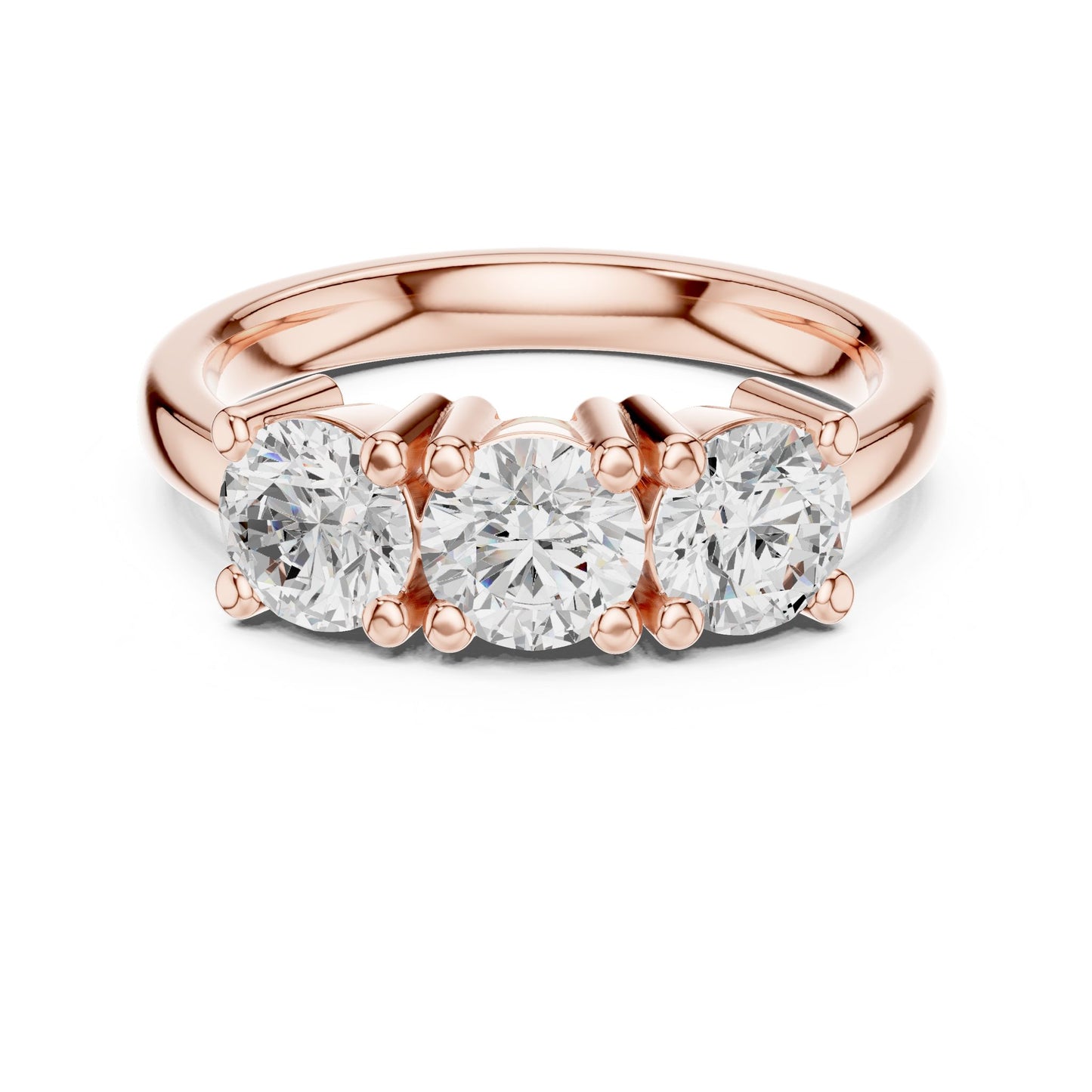 Round Lab Grown Diamond Three-Stone Engagement Ring