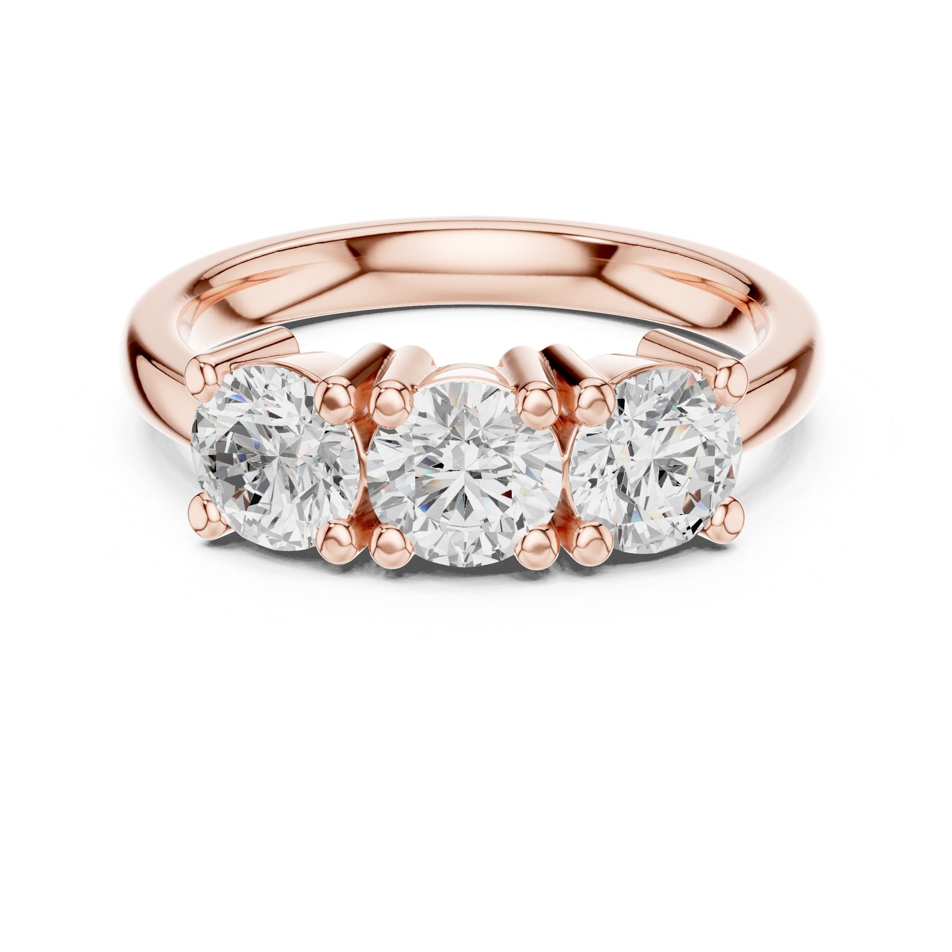Round Lab Grown Diamond Three-Stone Engagement Ring