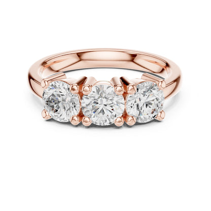 Round Lab Grown Diamond Three-Stone Engagement Ring