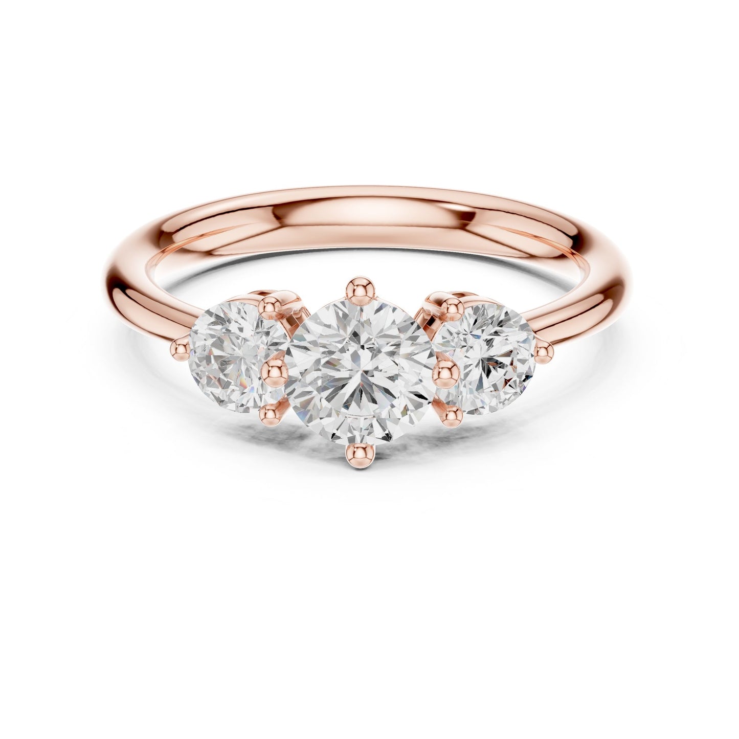 Round Lab Grown Diamond Three-Stone Engagement Ring
