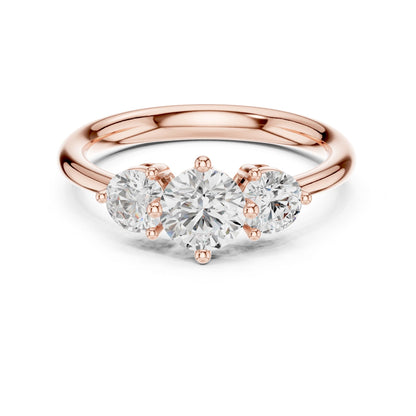 Round Lab Grown Diamond Three-Stone Engagement Ring