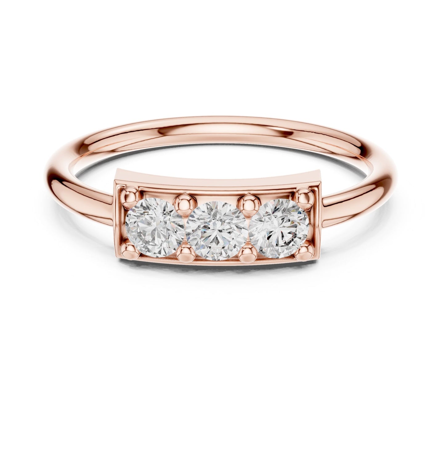 Round Lab Grown Diamond Three-Stone Engagement Ring