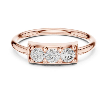Round Lab Grown Diamond Three-Stone Engagement Ring