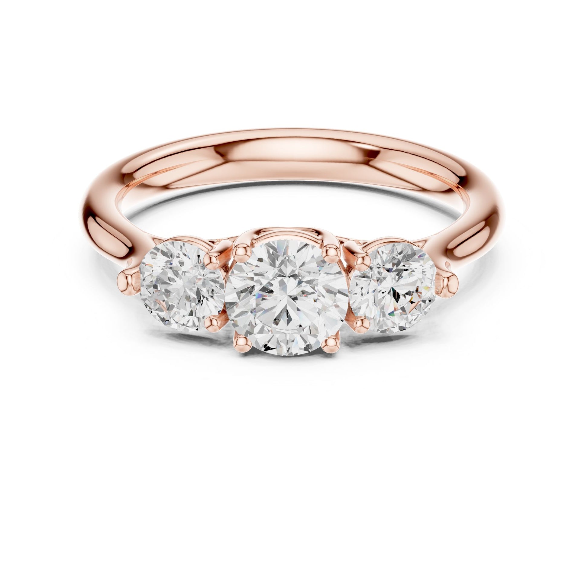 Round Lab Grown Diamond Three-Stone Engagement Ring