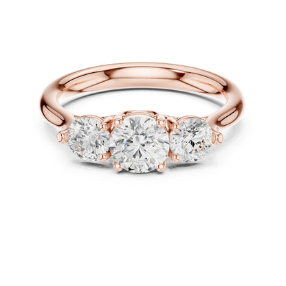 Round Lab Grown Diamond Three-Stone Engagement Ring
