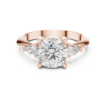 Round Lab Grown Diamond Three-Stone Engagement Ring