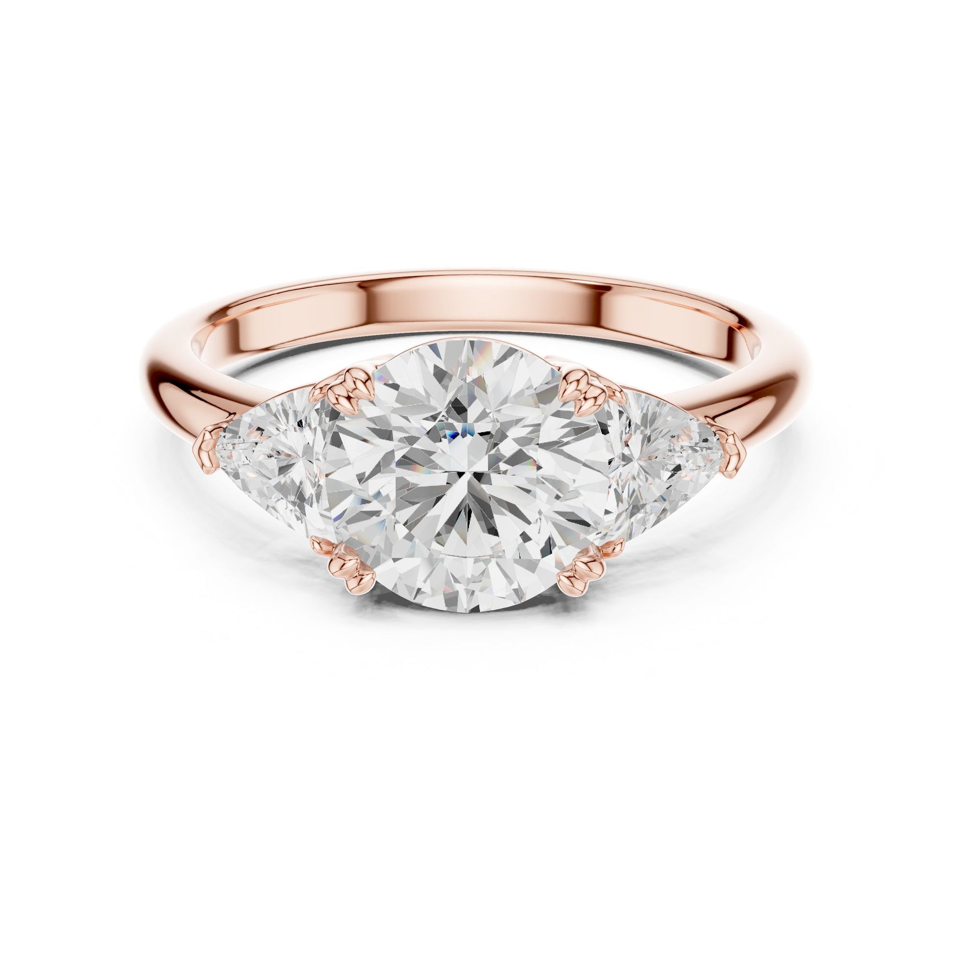 Round Lab Grown Diamond Three-Stone Engagement Ring