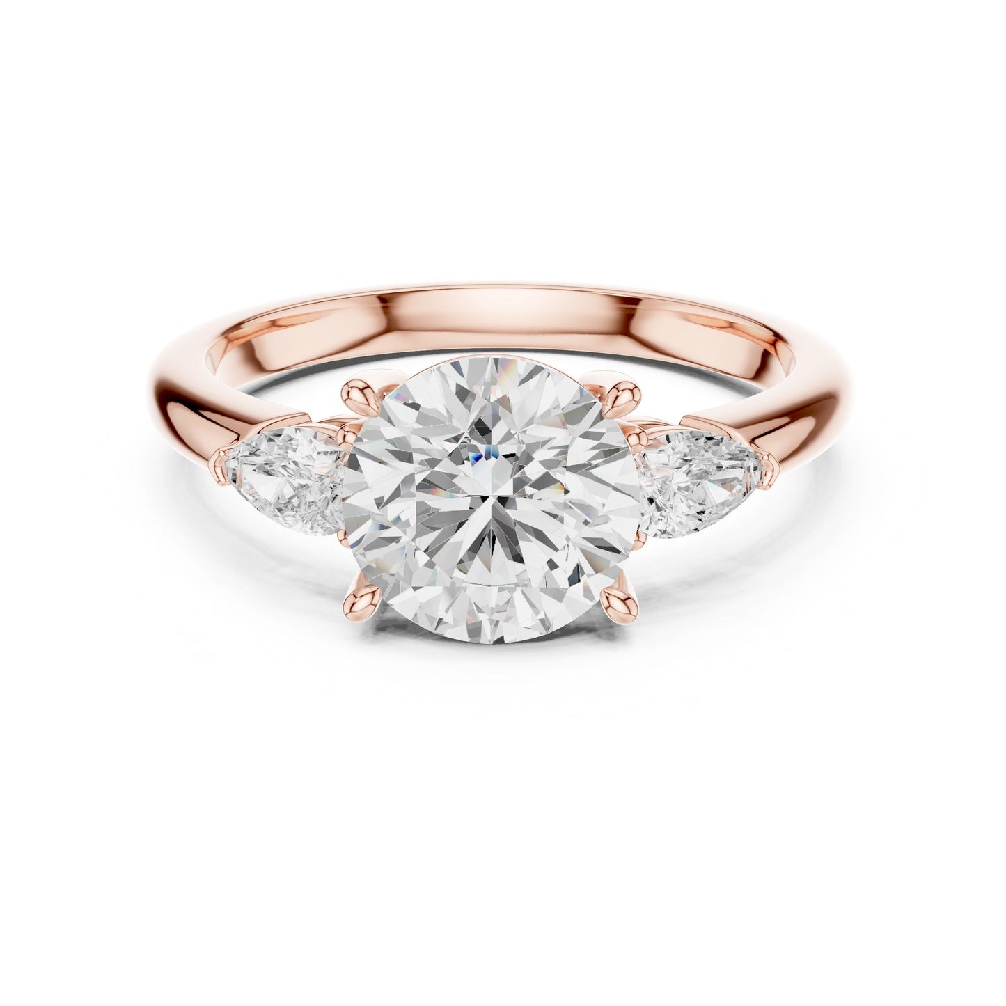 Round Lab Grown Diamond Three-Stone Engagement Ring