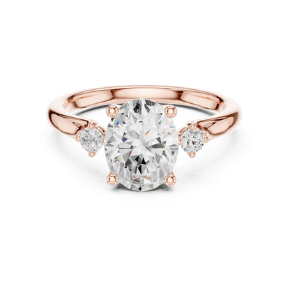Round Lab Grown Diamond Three-Stone Engagement Ring