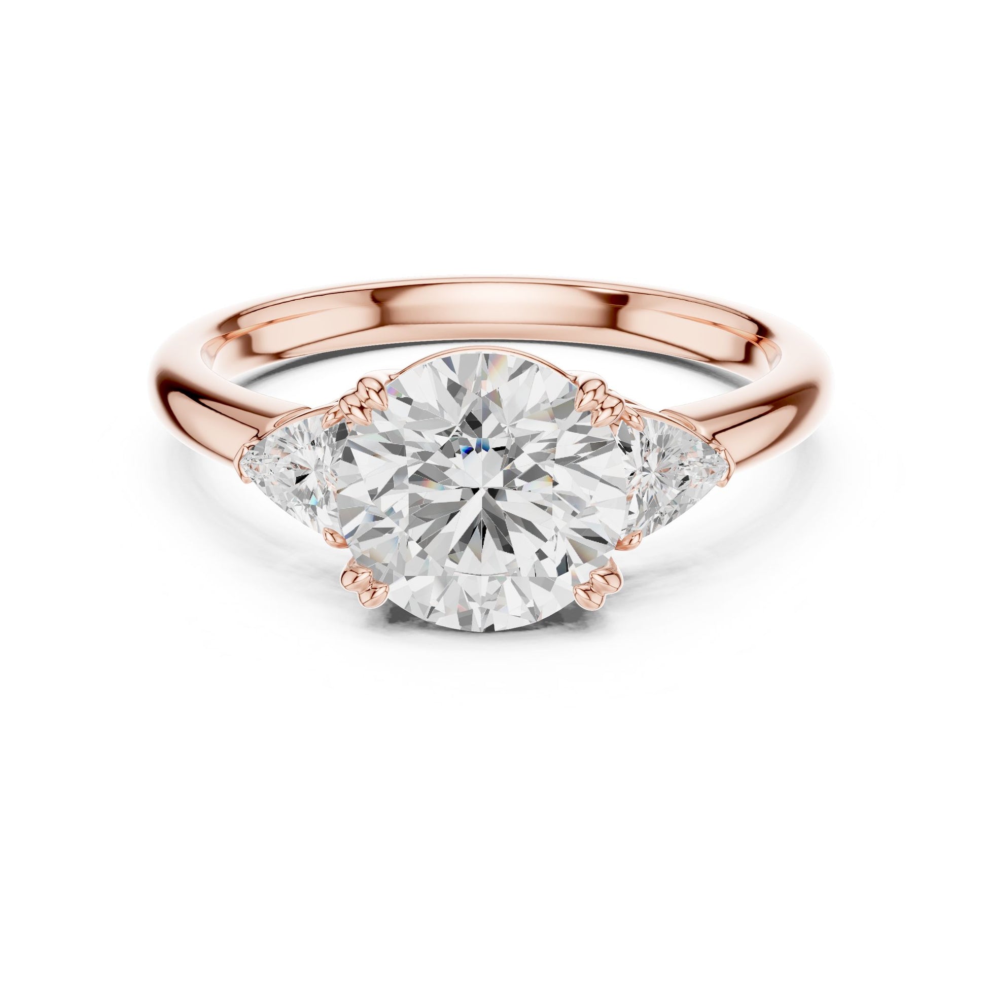Round Lab Grown Diamond Three-Stone Engagement Ring
