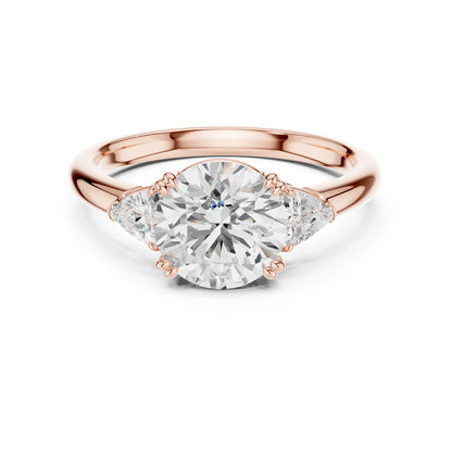 Round Lab Grown Diamond Three-Stone Engagement Ring