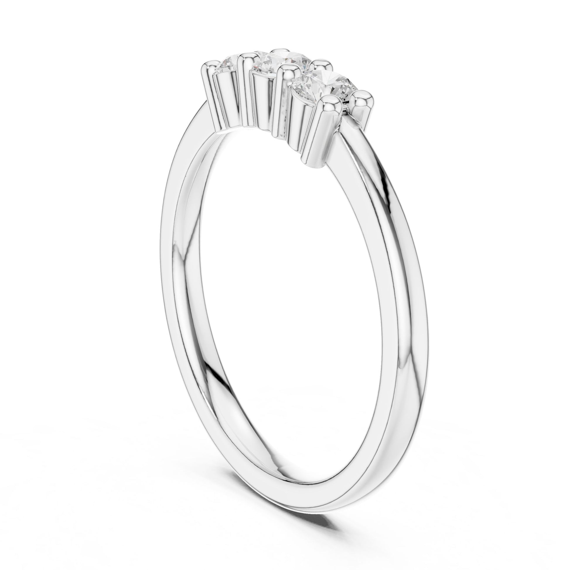 Round Lab Grown Diamond Three-Stone Engagement Ring