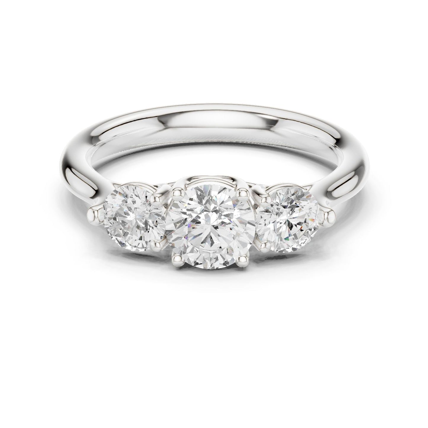 Round Lab Grown Diamond Three-Stone Engagement Ring