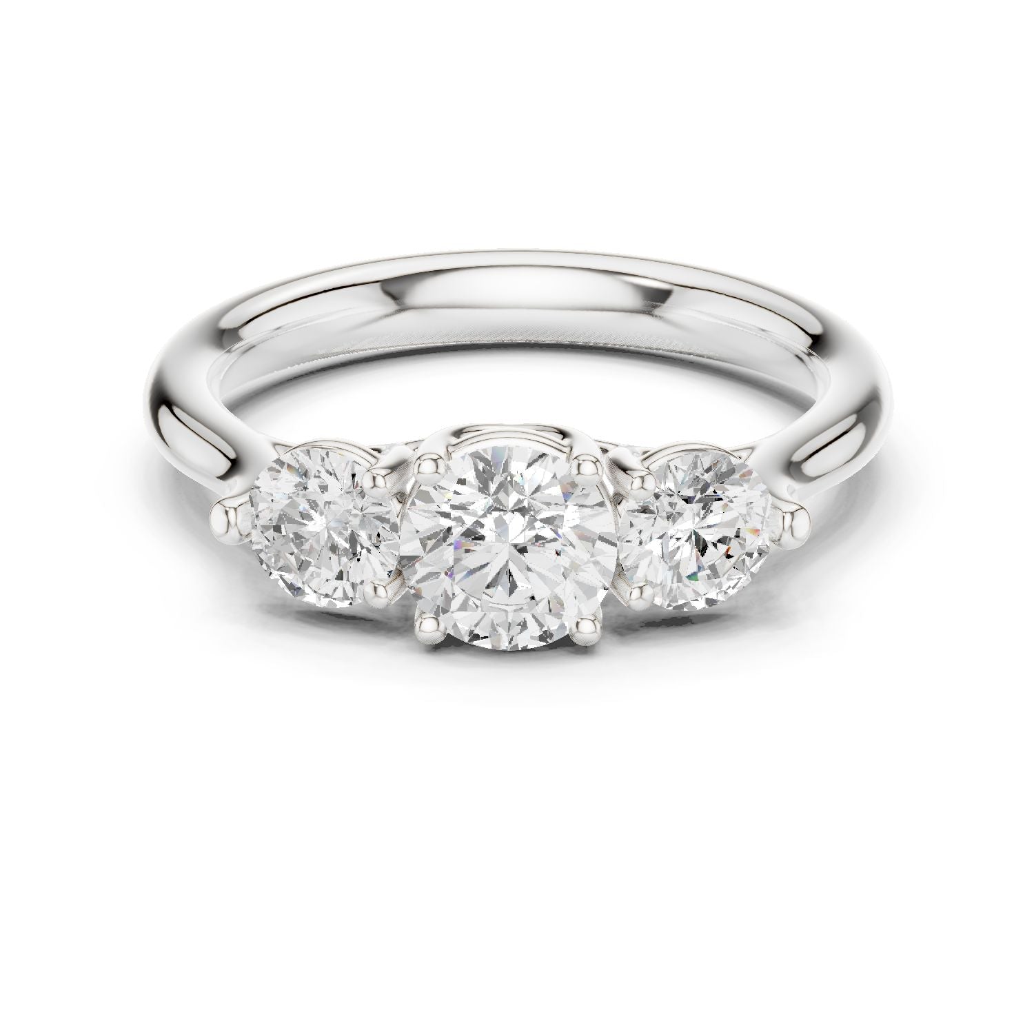 Round Lab Grown Diamond Three-Stone Engagement Ring