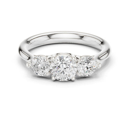 Round Lab Grown Diamond Three-Stone Engagement Ring