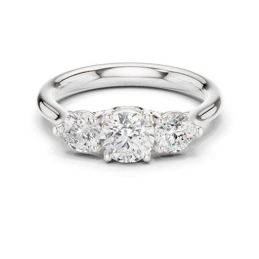 Round Lab Grown Diamond Three-Stone Engagement Ring